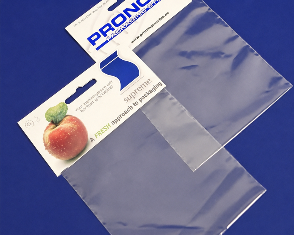 Polybag with printed header card used for retail product display